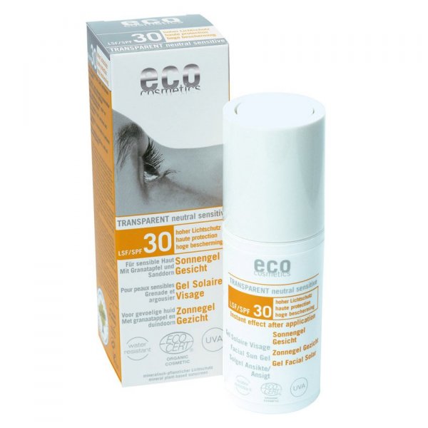 Eco Cosmetics Opalovací transparentní gel na obličej SPF 30 (30 ml)
