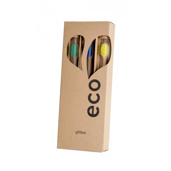 Ecoheart Giftbox - dárkové balení bambusových kartáčků (var. 2) (3 ks)