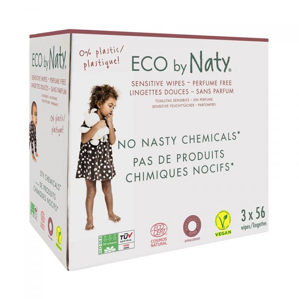 Naty Dětské vlhčené hygienické ubrousky Economy pack (3 x 56 ks) - vhodné i pro velmi citlivou pokožku