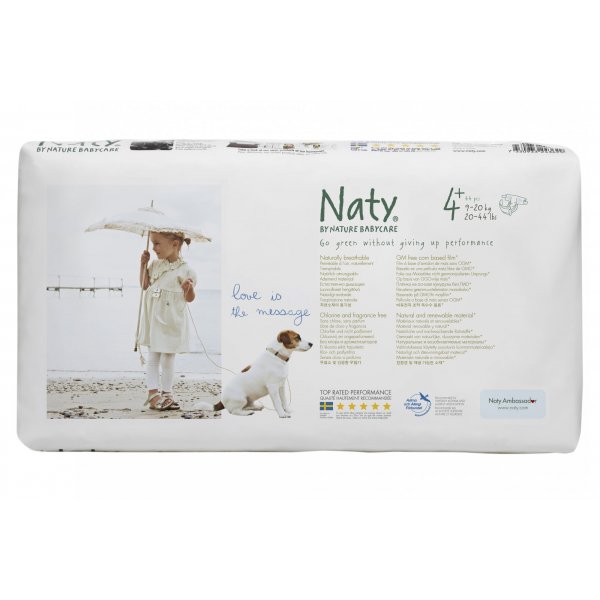 Naty Ekoplenky Maxi+ 4+ (9 - 20 kg) Economy pack (42 ks) - z 55-60 % rozložitelné