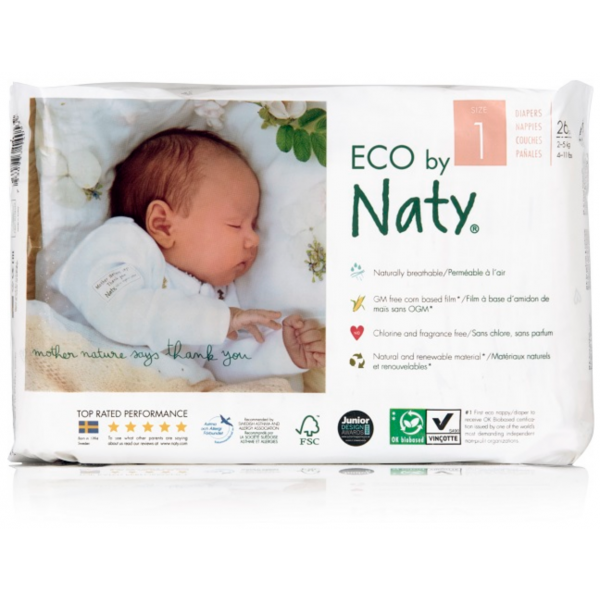 Naty Ekoplenky pro novorozence 1 (2 - 5 kg) (25 ks) - z 55-60 % rozložitelné