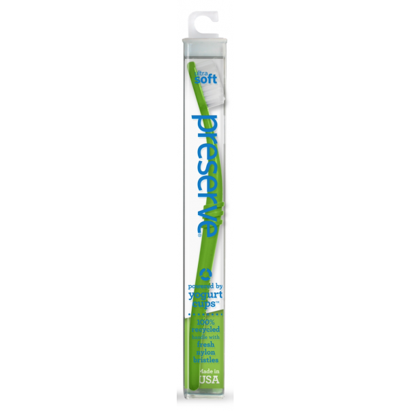 Preserve Zubní kartáček (ultra soft) - zelený - z recyklovaných kelímků od jogurtů