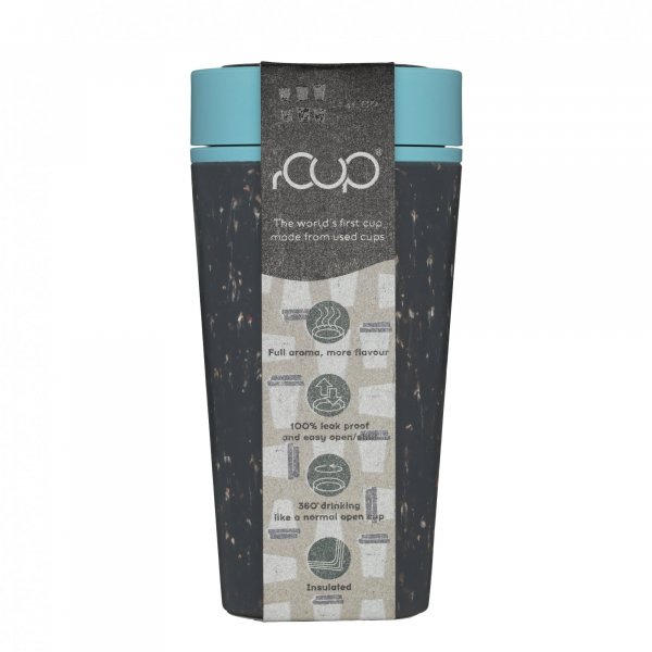 Circular Cup (340 ml) - černá/tyrkysová - z jednorázových papírových kelímků
