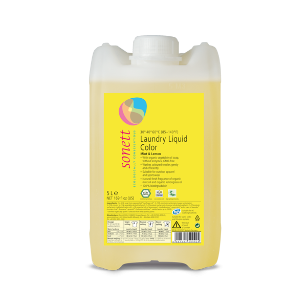 Sonett Tekutý prací gel na barevné prádlo BIO (5 l) - s mátou a citrónem